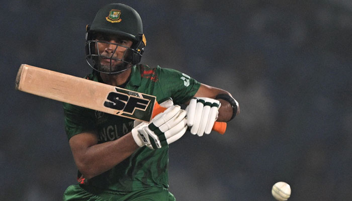 Bangladesh´s Mahmudullah plays a shot during the 2023 ICC Men´s Cricket World Cup one-day international (ODI) match between Bangladesh and Sri Lanka at the Arun Jaitley Stadium in New Delhi on November 6, 2023. — AFP