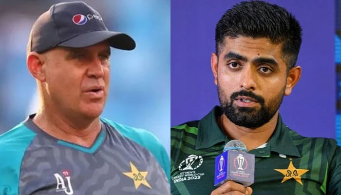 Former Australian cricketer and Pakistan team mentor Matthew Hayden (left) and ex-captain Babar Azam. — AFP/X/@TheRealPCB/File
