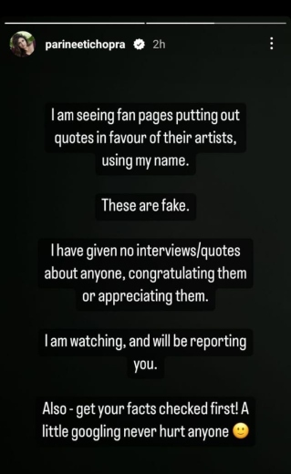 Parineeti Chopra slams fan pages for using her fake quotes