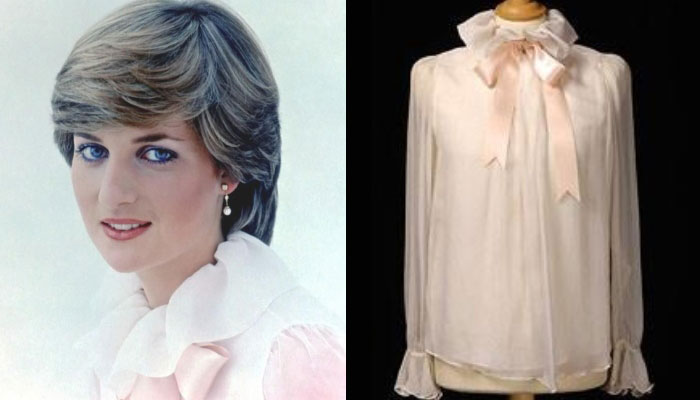 Princess Diana opted for the Emanuel designed blouse for her engagement portrait