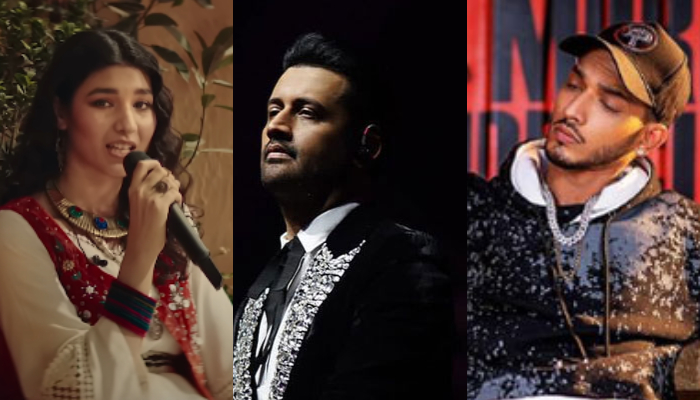 Pakistani singers Sahe Gill (left), Atif Aslam (centre) and Talha Anjum. — YouTube/Instagram/Coke Studio/ atifaslam/talhahanjum