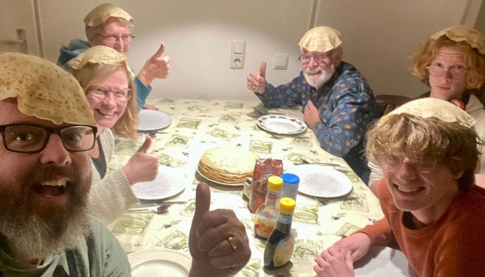 People get into spirit of Dutch pancake day. — X/@arjandotorg