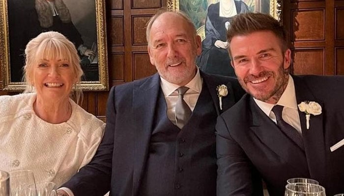 David Beckham shares a photo with his father Ted and stepmother Hilary Meredith on social media on Dec 14, 2021. — Instagram/@davidbeckham