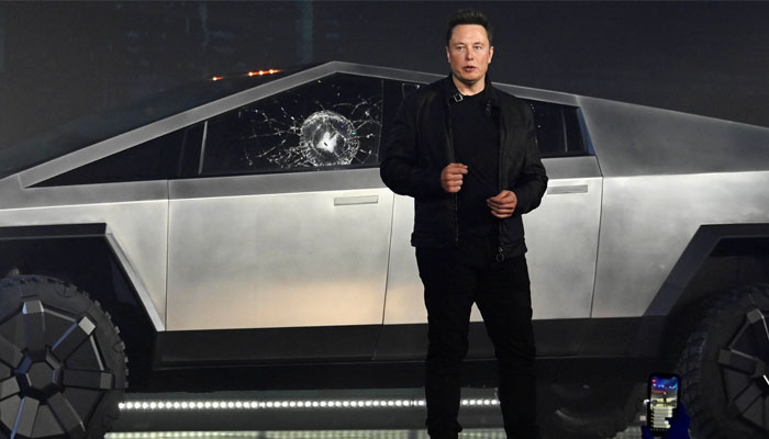 Elon Musk during the unveiling of the Tesla Cybertruck. — Tesla