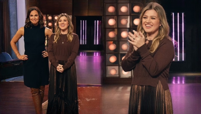 Kelly Clarkson flaunts her enviable shape on her talk show