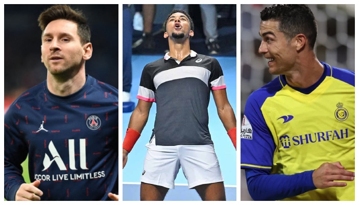 (Left to right) Argentine star Lionel Messi, tennis star Arthur Fils, and Portuguese forward Cristiano Ronaldo. — Reuters/ATP