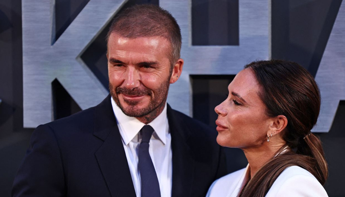 Former England footballer David Beckham and his wife Victoria Beckham pose on the red carpet upon arrival to attend the premiere of Beckham in London on Oct 3, 2023. — AFP