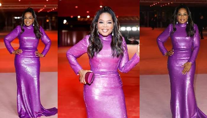 Oprah Winfrey appears slim in purple gown at Academy Museum Gala