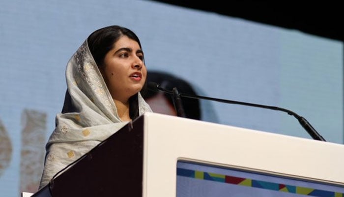 Nobel laureate Malala Yousafzai delivers the 21st Nelson Mandela Annual Peace Lecture on the tenth anniversary of his death, in Johannesburg, South Africa on December 5, 2023. — X/@MalalaFund