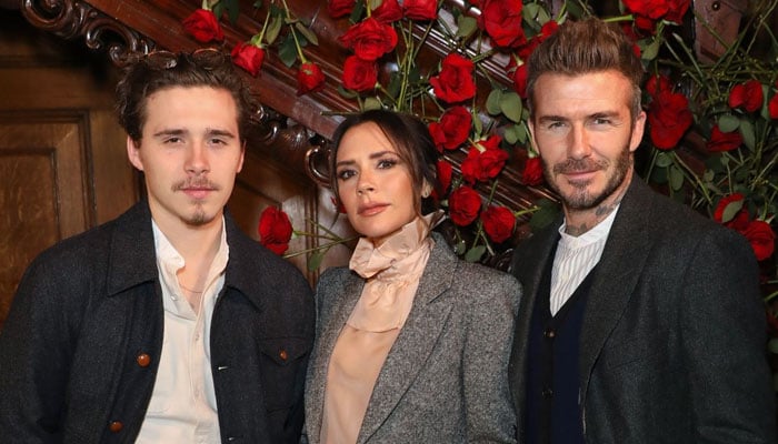 David Beckham, Victoria Beckham and Brooklyn spotted together. — X/@darrengerrish