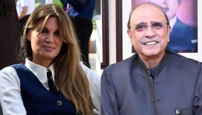 Jemima Khan (left) and PPP Co-chairman Asif Ali Zardari. — The Times/X/@AsifAliZerdari