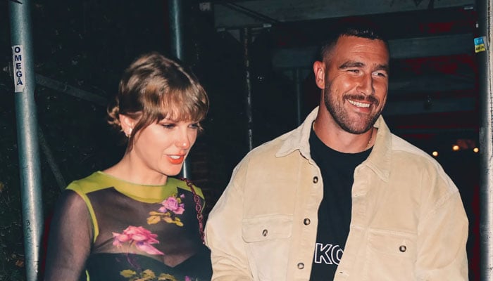 Taylor Swift and Travis Kelce spotted together during a gathering. — X/@grosbygroup