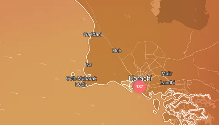 A view of Karachi on the air quality map. — IQAir