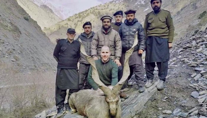 American Deron James Millman with hunted Markhor. — Provided by the reporter
