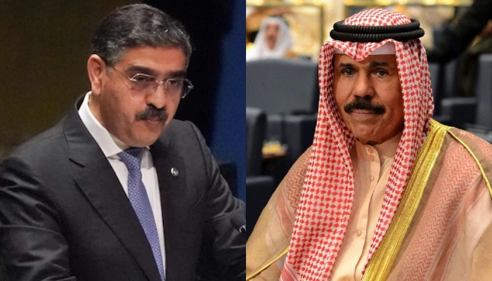 Prime Minister Anwaar-ul-Haq Kakar (left) and deceased Kuwaiti Emir Sheikh Nawaf Al Ahmad Al Jaber Al Sabah. — AFP/File