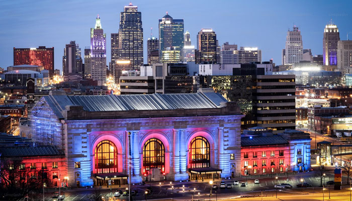 A view of the Union Station against a backdrop of skyscrapers in Kansas City, Missouri, US. — Unsplash
