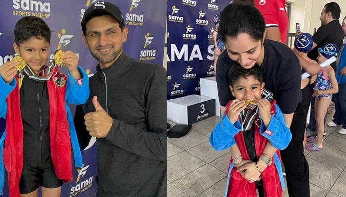 Shoaib Malik, Sania Mirza and Izhaan pose in these images posted on December 23, 2023. — Instagram/@izhaan.mirzamalik