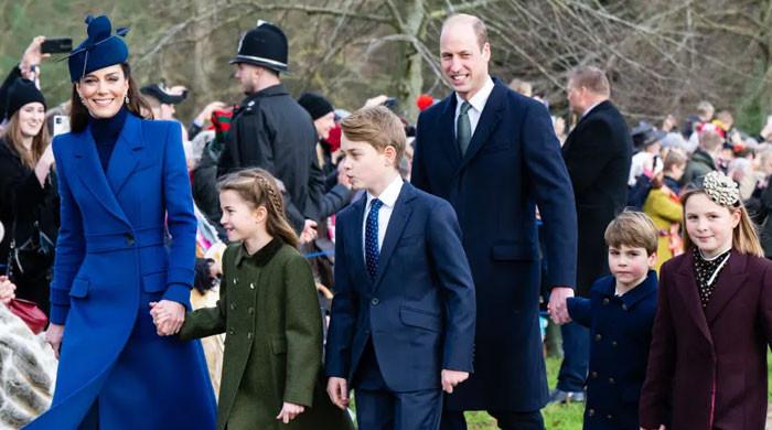 Prince William, Kate Middleton match in blue with kids on Christmas: Photos