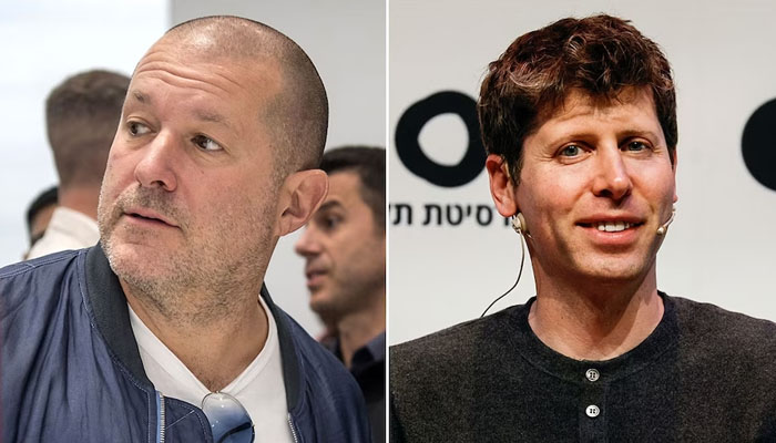 Sam Altman and Jony Ive gesture during a gathering. — X/@bt