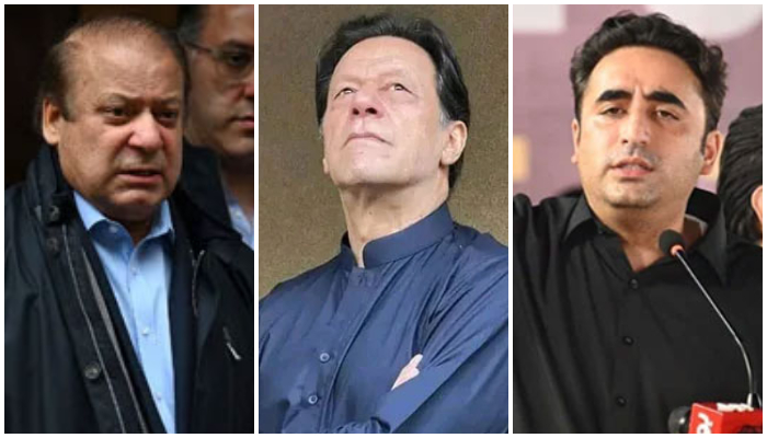 From left) PML-N supremo Nawaz Sharif, PTI founder Imran Khan and PPP Chairman Bilawal Bhutto-Zardari. — AFP/Facebook/Imran Khan official/X/@MediaCellPPP/File