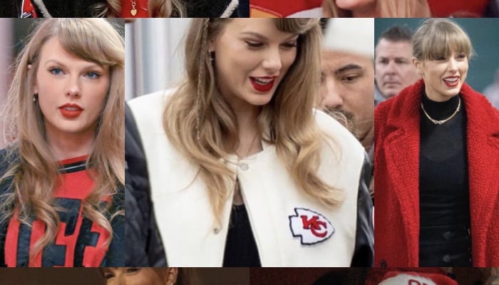 Taylor Swift in Travis Kelce jacket at new year eve game