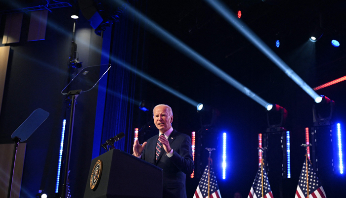 US President Joe Biden speaks at Montgomery County Community College in Blue Bell, Pennsylvania, on January 5, 2024. — AFP