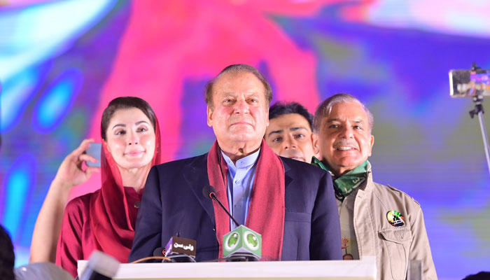 (Left to right) PML-N Senior Vice President Nawaz Sharif, supremo Nawaz Sharif and President Shehbaz Sharif. — X/@pmln_org