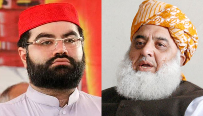 Awami National Party’s (ANP) leader Aimal Wali Khan (left) and JUI-F Chief Maulana Fazlur Rehman. —Radio Pakistan/X/@NazarBuneri/File