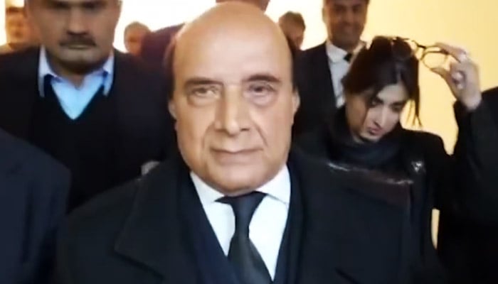 PTI leader Latif Khosa speaking to a journalist in Islamabad this still taken from a video on January 15, 2024. — Geo News