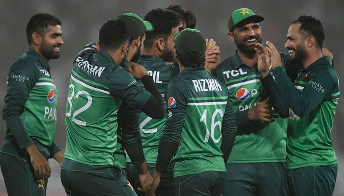 Pakistan players celebrate during a match — PCB/File