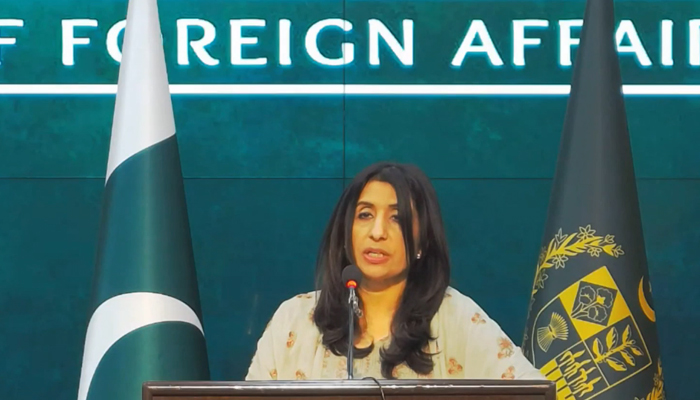 Foreign Office spokesperson Mumtaz Zahra Baloch speaks during a press briefing in Islamabad in this still on January 11, 2024. — Facebook/Ministry of Foreign Affairs, Islamabad