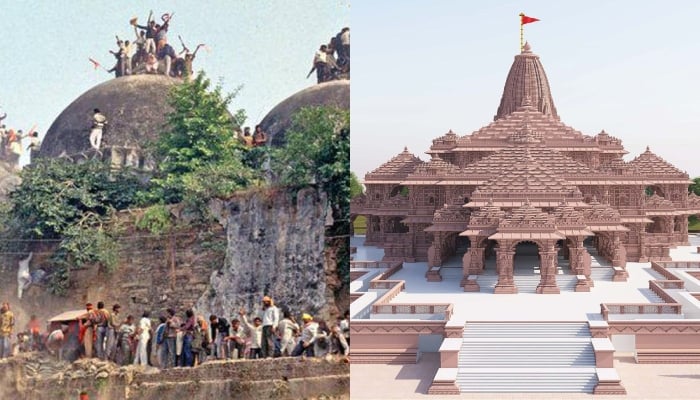 (L) Babri mosque attacked by Mob, (R) Ram Mandir. —India Times, PTI/ file