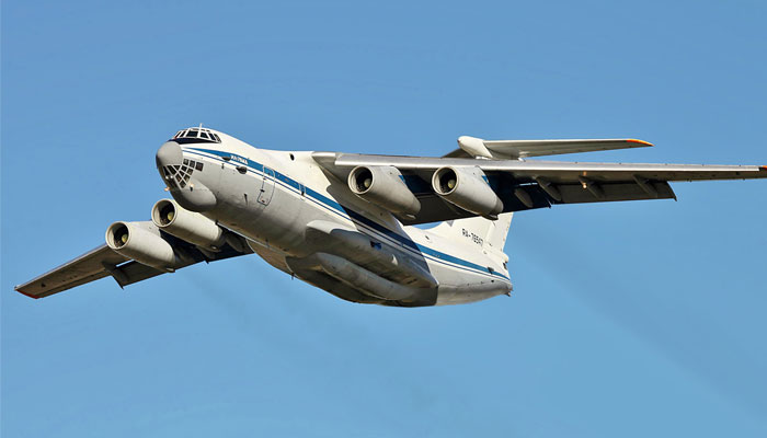 A representational image of Russian military plane Ilyushin-76. — Wikipedia
