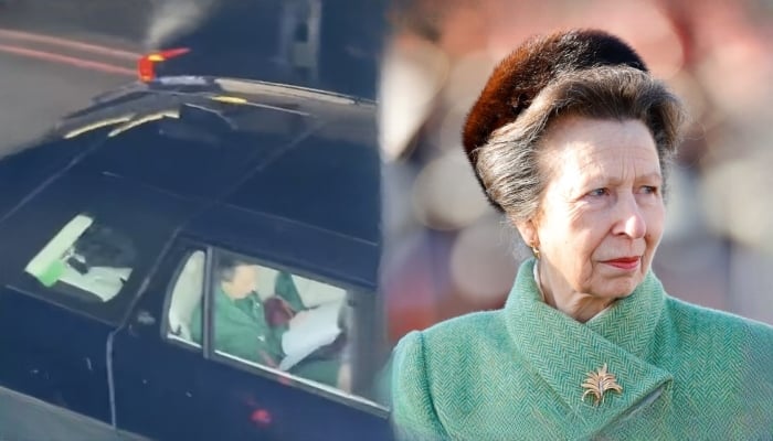 The Princess was spotted traveling in her black Range Rover with an accompanying motorcade