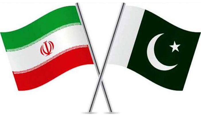 Flags of Iran (left) and Pakistan. — APP/File