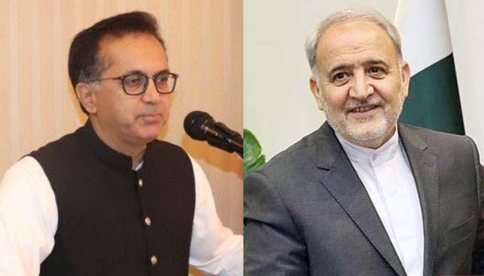 Pakistans Ambassador to Iran Muhammad Muddasir Tipu (left) and Irans Ambassador to Pakistan Reza Amiri Moghadam. — Instagram/pakiniran1/APP/File