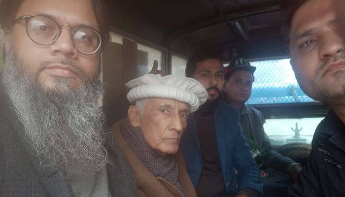 Hammad Azhar shares pictures of his father Mian Azhar arrested by police on January 28, 2024. — X/@Hammad_Azhar