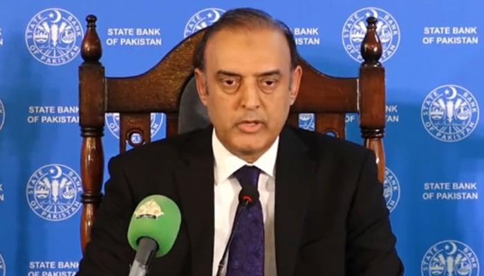 SBP Governor Jameel Ahmad addressing a press conference in Karachi on January 29, 2024, in this still taken from a video. — Facebook/@StateBankofPakistan