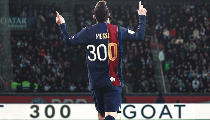 12 مارچ 2023 کو شائع ہونے والی اس تصویر میں ورلڈ فٹ بال کے سپر اسٹار لیونل میسی کو جشن مناتے ہوئے دکھایا گیا ہے۔ — Instagram/@barcauniversal