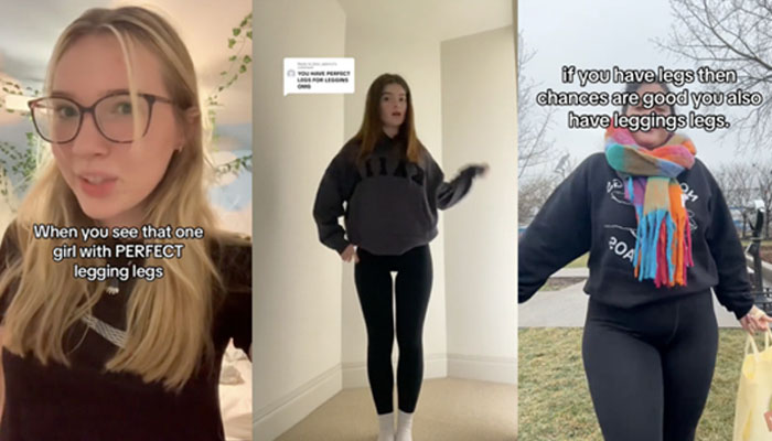 Legging legs trend has been banned on TikTok over concerns regarding people with eating disorders. — TikTok