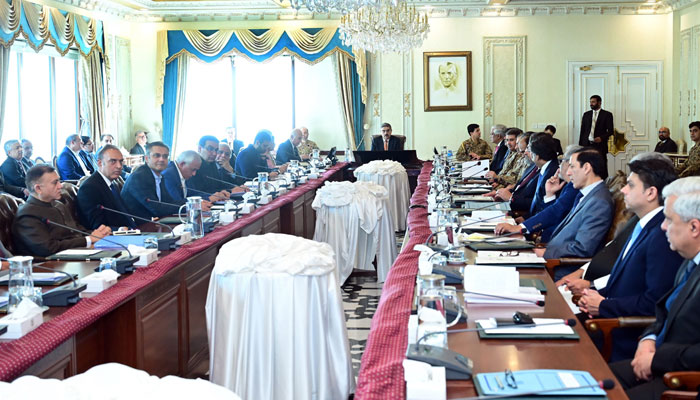 Caretaker Prime Minister Anwaar-ul-Haq Kakar chairs 9th meeting of the Apex Committee of the Special Investment Facilitation Council in Islamabad on February 2, 2024. — PID
