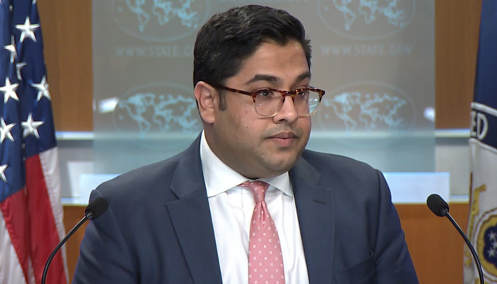This still taken from a video released on February 8, 2024, shows the US Department of State’s principal deputy spokesperson Vedant Patel speaking with the journalists in Washington. — US State Department website