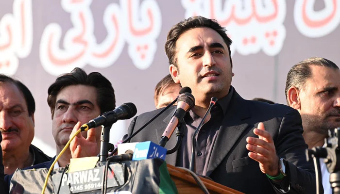 PPP Chairman Bilawal Bhutto-Zardari while addressing the party workers convention in Abbottabad on November 16, 2023. — Facebook/Bilawalhouse