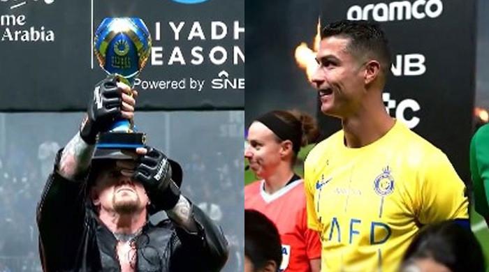 VIDEO: Cristiano Ronaldo starstruck as Undertaker lifts Riyadh Season Cup trophy