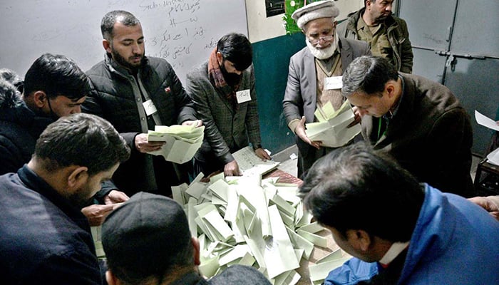 Election officials counting votes after polling ends during general elections 2024 on February 8, 2024. — APP