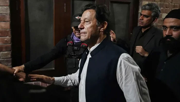 Imran Khan after appearing in the Lahore High Court on March 17, 2023. — AFP