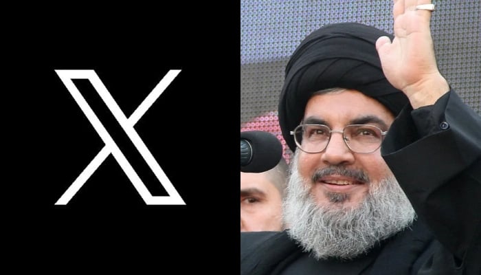 This combination of images shows the logo of X, formerly Twitter, (left) and Hassan Nasrallah, the secretary-general of Hezbollah. — Unsplash, AFP/File