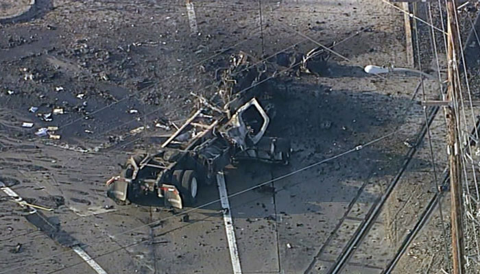 The image shows truck debris after the explosion. — X/@BirdOwl