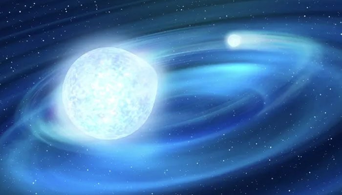 An illustration shows the TMTS J0526 binary star system. — Jingchuan Yu/Beijing Planetarium/File