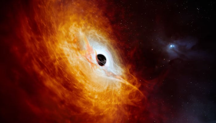 An artist’s impression of the brightest object ever discovered – a quasar powered by a black hole that Australian National University scientists first spotted using a 2.3m telescope. — EPA/File